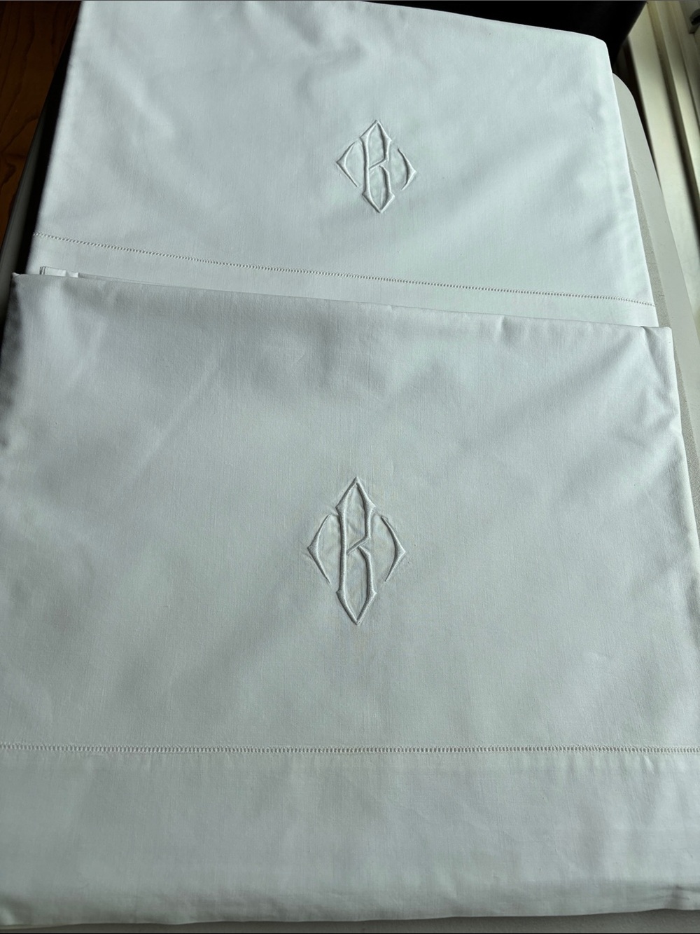 Vintage Monogrammed linen full sized bed sheets